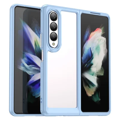 For Samsung Galaxy Z Fold4 5G Anti-Scratch TPU+Acrylic Hybrid Cases Mobile Phone Case Cover Protector - Baby Blue