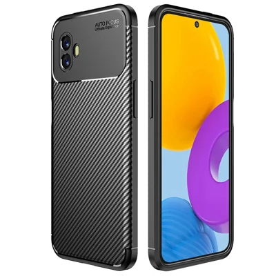 For Samsung Galaxy Xcover 6 Pro 5G Carbon Fiber Texture Scratch-resistant Soft TPU Phone Case Anti-fall Back Shell - Black