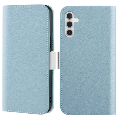For Samsung Galaxy A13 4G / 5G / A04s 4G (164.7mm) Candy Color Litchi Texture Shockproof Leather Case Anti-scratch Wallet Stand Phone Cover - Blue