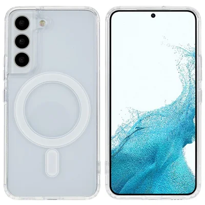 For Samsung Galaxy S22+ 5G Hard Acrylic Soft TPU Scratch-Proof Phone Case Clear Magnetic Cover
