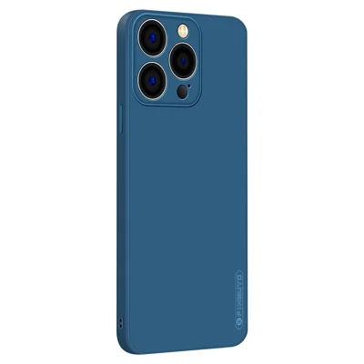 PINWUYO For iPhone 14 Pro 6.1 inch Soft TPU Case Fiber Flocking Lining Precise Cutouts Camera Protection Phone Cover - Blue