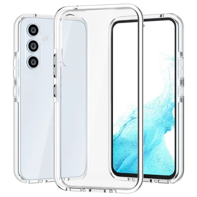 For Samsung Galaxy A34 5G Bi-color Clear Back Cover Combo Soft TPU+TPE Frame Drop-proof Protective Phone Case - Transparent White