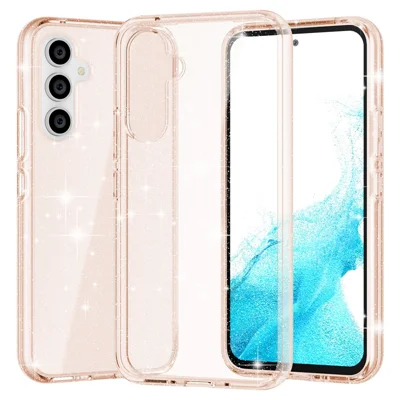 For Samsung Galaxy A54 5G Glittery Powder Bling Phone Case Hard PC Soft TPU Drop Protection Anti-Fall Cover - Gold