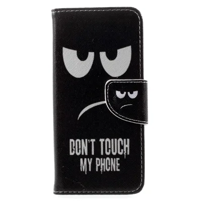 For Samsung Galaxy S8 Patterned Wallet Leather Protective Case - Do Not Touch My Phone