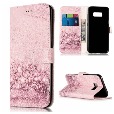 Patterned Leather Wallet Case for Samsung Galaxy S8 G950 - Glittery Sequins