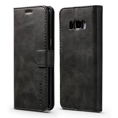 LC.IMEEKE Leather Wallet Mobile Shell for Samsung Galaxy S8 G950 - Black
