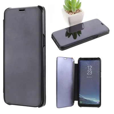 For Samsung Galaxy S8 Flip Leather Cover with Stand Full Body Protective Phone Case - Black