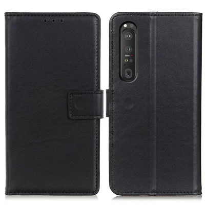 Magnetic Clasp Design Leather Shell Case with Wallet Stand for Sony Xperia 1 III 5G - Black