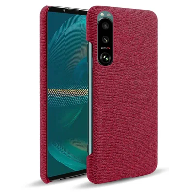 Cloth Coated Plastic Well-Protected Back Case for Sony Xperia 5 III 5G - Red