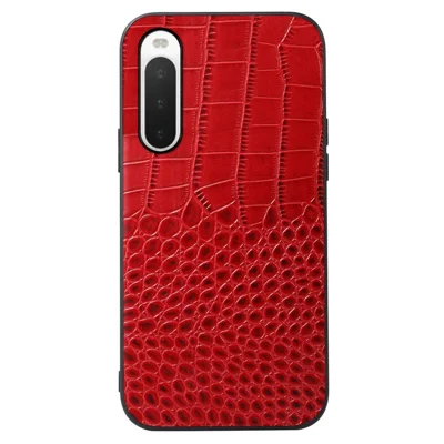Voor Sony Xperia 10 IV telefoonhoesje Krokodillenstructuur Echt rundleer Gecoate PC + TPU Schokbestendige hoes - Rood