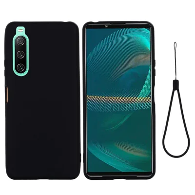 For Sony Xperia 10 IV 5G Drop-proof Liquid Silicone Phone Case Soft Microfiber Lining Cushion Anti-Scratch Protective Cover - Black