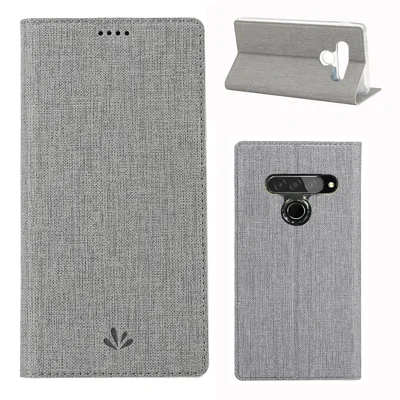 VILI DMX Cross Surface Leather Card Holder Phone Case for LG G8s ThinQ - Grey