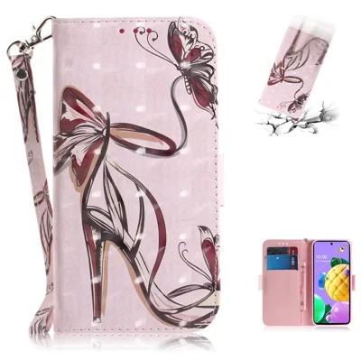 Pattern Printing Light Spot Decor Wallet Stand Flip Leather Phone Case for LG K62 / LG K52 / LG Q52 - Hgih-heeled Shoe