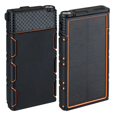 Outdoor Waterproof / Shockproof / Dust-Proof Dual USB 10000mAh Solar Power Bank Phone Tablet External Battery with Flashlight - Orange