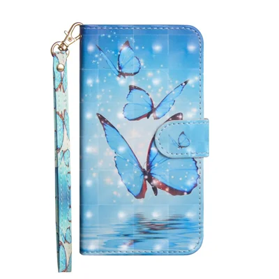 Pattern Printing Stand Leather Wallet Case for Huawei P20 Lite / Nova 3e - Blue Butterfly