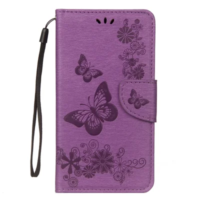 Imprint Butterfly Flower Wallet Leather Magnetic Case for Huawei Mate 20 Lite / Maimang 7 - Purple