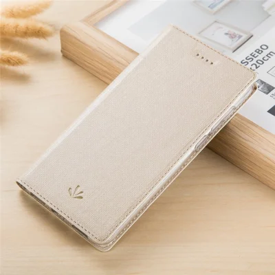 VILI DMX Cross Texture Stand Leather Mobile Casing for Huawei Mate 20 Lite / Maimang 7 - Gold