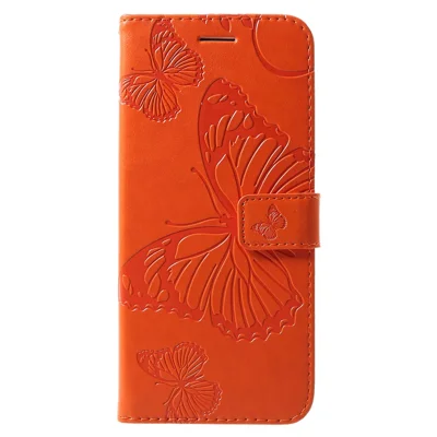 For Huawei P30 Pro Wallet Case Floral Butterfly Imprinted Leather Phone Cover Stand - Orange