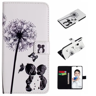 Embossment Patterned PU Leather Flip Case for Huawei Honor 10 Lite - Dandelion and Lovers
