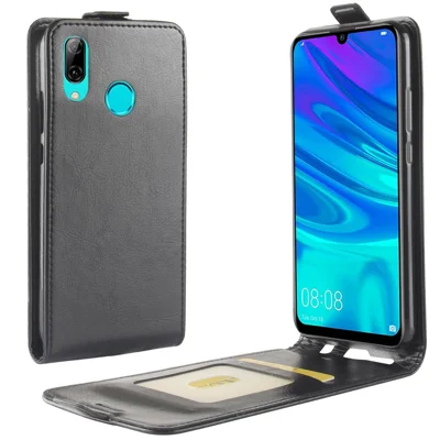 Crazy Horse Verticale Flip PU Leren Hoesje voor Huawei P30 Lite - Zwart