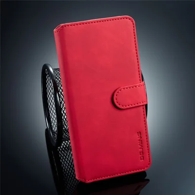 DG.MING Retro Style Wallet Leather Stand Case for Huawei P30 Pro - Red