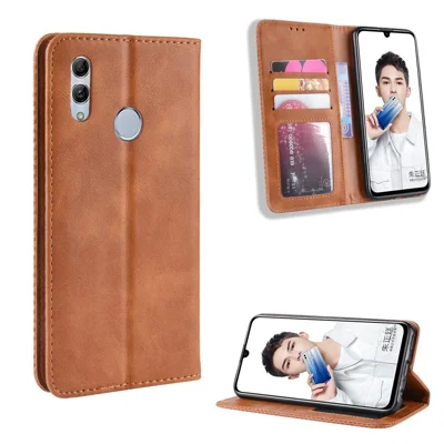 Vintage Style PU Leder Flip Hülle [brieftaschenstand] Für Huawei Honor 10 Lite / P Smart (2019) / Nova Lite 3 - Braun