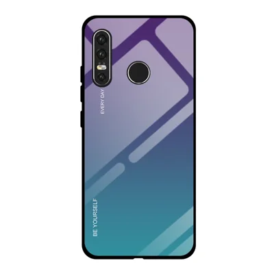 Gradient Tempered Glass TPU + PC Mobile Back Cover for Huawei P30 Lite / nova 4e - Purple / Cyan