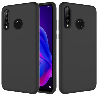 Soft Liquid Silicone Cover for Huawei P30 Lite/nova 4e/P30 Lite New Edition, Full Body Slim Soft Microfiber Lining Protective Case - Black