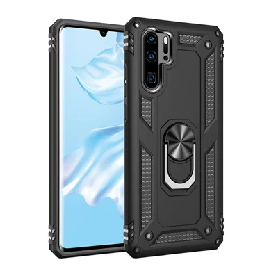 Hybrid PC TPU Kickstand Armor Phone Casing for Huawei P30 Pro - Black