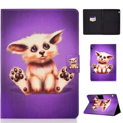 Shock-proof Pattern Printing Card Slot Stand PU Leather Tablet Case for Huawei MediaPad T3 10 - Abyssinian Cat