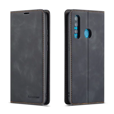 FORWENW Fantasy-serie Zijdezachte Leren Portemonnee-hoes voor Huawei P Smart Plus 2019 / Enjoy 9s - Zwart