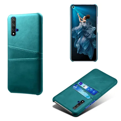 Double Card Slots PU Leather Coated PC Case for Huawei Honor 20S / Honor 20 - Green