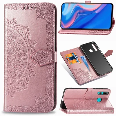 Embossed Mandala Flower Leather Wallet Phone Case for Huawei Honor 9X (Global)/ Y9 Prime 2019 / Enjoy 10 Plus - Rose Gold
