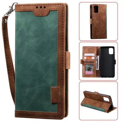 Elegante Guscio in Pelle di Giunzione Retrò Per Huawei P40 Pro - Verde