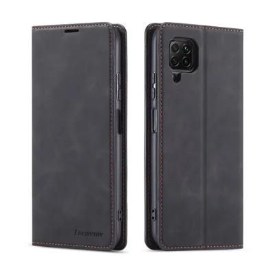 FORWENW Fantasy Series Silky Touch Leather Wallet Case for Huawei P40 lite/Nova 7i/nova 6 SE - Black