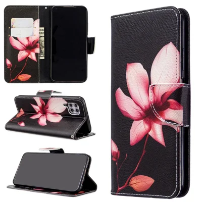 Pattern Printing Wallet Stand Leather Phone Flip Case for Huawei P40 lite/nova 6 SE/Nova 7i - Red Flowers