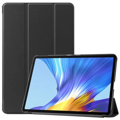 Til Huawei MatePad 10.4 (2020)/(2022)/Honor V6 PU-læderetui Beskyttelsesdæksel Stødfast Tre-delt ståetilbehør til tablet - Sort