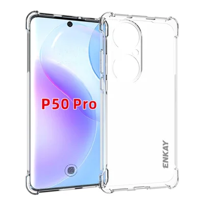 ENKAY HAT PRINCE ENK-PC111 Flexible Anti-slip Strip Design 4 Corners Thicken Airbag Transparent TPU Cover Case for Huawei P50 Pro
