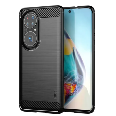 Couvercle en fibre de carbone brossé MOFI TPU doux pour Huawei P50 Pro - Noir