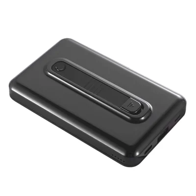 Magnetic Adsorption 15W Phone Wireless Charger Pad Ring Bracket Design 6000mAh Power Bank for iPhone 12 Series - Black