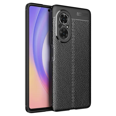 Litchi-struktur Mobiltelefon Bakre Skal Flexibelt TPU-hölje till Honor 50 SE - Svart