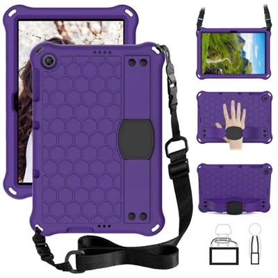 Kickstand Shoulder Strap EVA Case for Huawei Enjoy Tablet 2 10.1 / MatePad T 10S 10.1 inch / T 10 9.7 inch / Honor Pad 6 10.1 Inch  / X6 10.1 Inch - Purple / Black