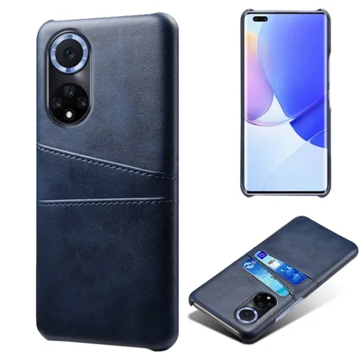 Dual Card Slots Design Phone Cover PU Leather + PC Hard Case for Huawei nova 9 / Honor 50 - Blue