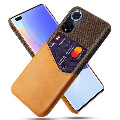 KSQ Allweppluceed Back Tlade Texture pu Leather + PC Hybrid Phone Cover с Держателем Карты Для Honor 50/Huawei Nova 9 - Апельсин