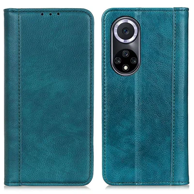 Auto-absorbed Magnetic Closing Litchi Texture Split Leather Stand Phone Cover Case for Huawei nova 9 - Green