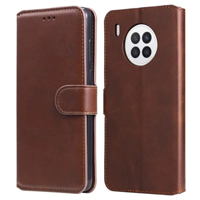 For Huawei nova 8i/Honor 50 Lite 5G Classic Stand Design Cover PU Leather Wallet Drop-proof Flip Phone Case Shell - Brown
