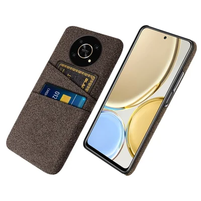 Voor Honor Magic4 Lite 5G/X30/X9 4G/X9 5G Dubbele Kaartslots Stof + PC Achterkant Hoesje met Stofstructuur Beschermlaag voor de Telefoon - Bruin