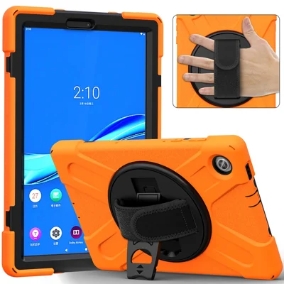 360°-Drehständer aus PC + Silikon-Tablet-Hülle für Lenovo M10 X306X – Orange