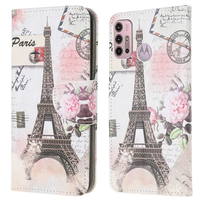 Pattern Printing Cross Texture Leather Wallet Stand Case Shell for Motorola Moto G30/G20/ G10 - Tower