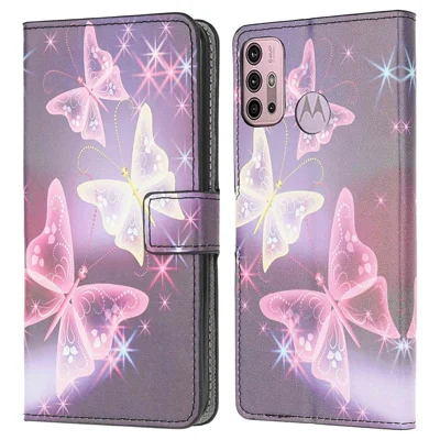 Pattern Printing Leather Protective Cover Wallet Stand Phone Shell for Motorola Moto G30/G20 / G10 - Dreamy Butterfly